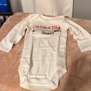 Carter's Cream Long-Sleeve One-Piece with 'Chicks Dig Scars' Graphic